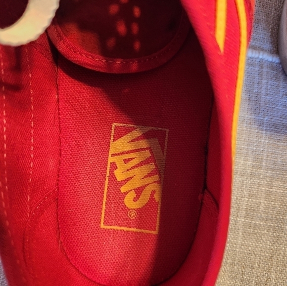 Vans Original Racing Red/Cadmium Yellow Unisex Sneakers M 8/ W 9.5 Chiefs colors - Picture 12 of 12